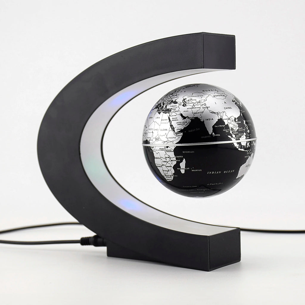 Floating Globe Lamp in silver