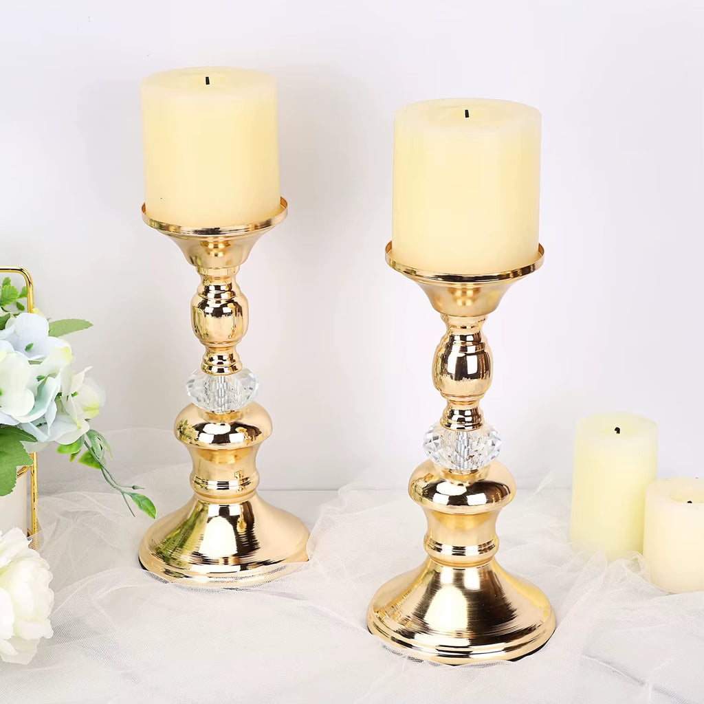 Gilded Crystal Pillar Candle Holders, view 2