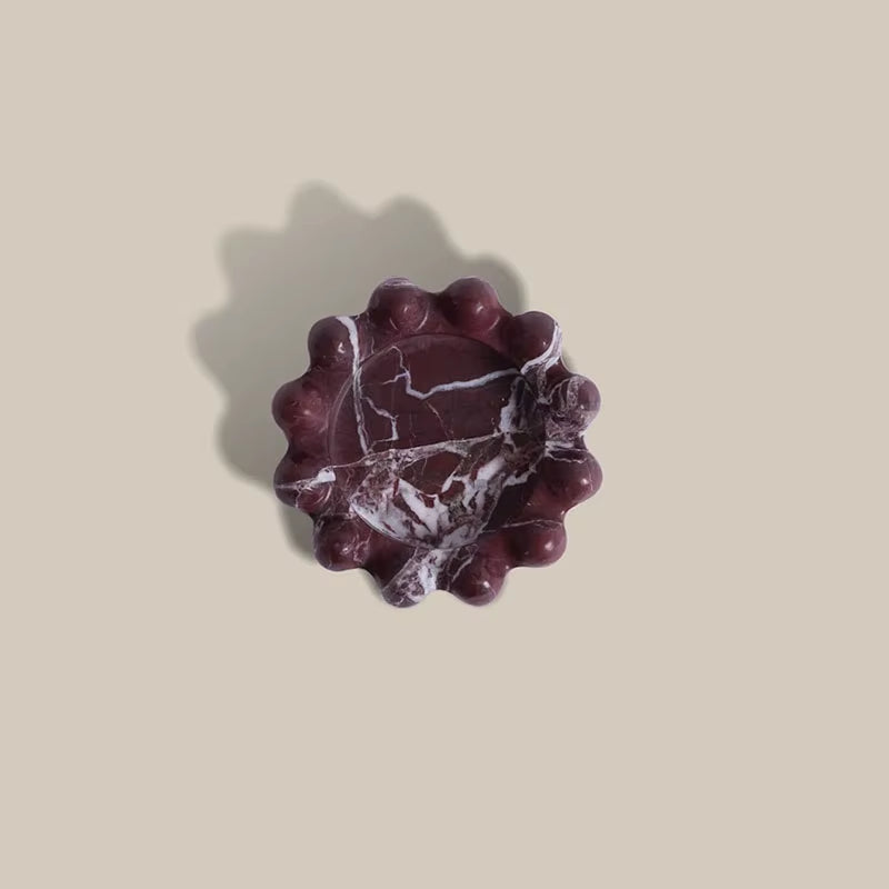 Noir Travertine Marble Tray in purple red